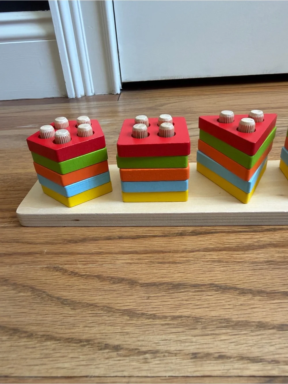 Wood City Montessori Wooden Shape Sorting & Stacking Puzzle (Ages 1-3)
